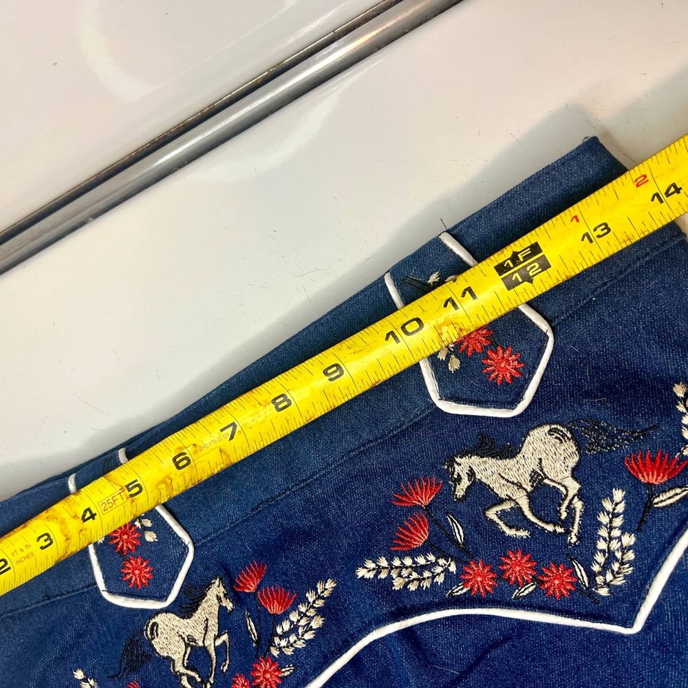 Unique Vintage Blue Embroidered Western Jean Skirt - Picture 5 of 7